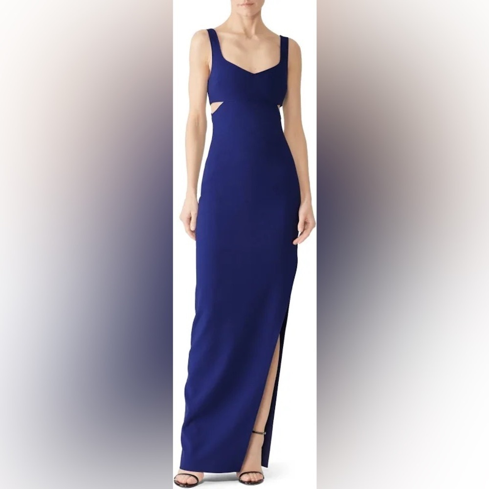 Likely Blue Cutout Column Gown 6